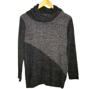 𝅺ROOTS Color Block Grey Cotton Cowl Neck Cotton Long Sleeves Sweater Size Small